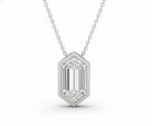 Jacob Mercari 14K  White Gold Hexagonal Lab-Grown Diamond Bezel Solitaire Necklace