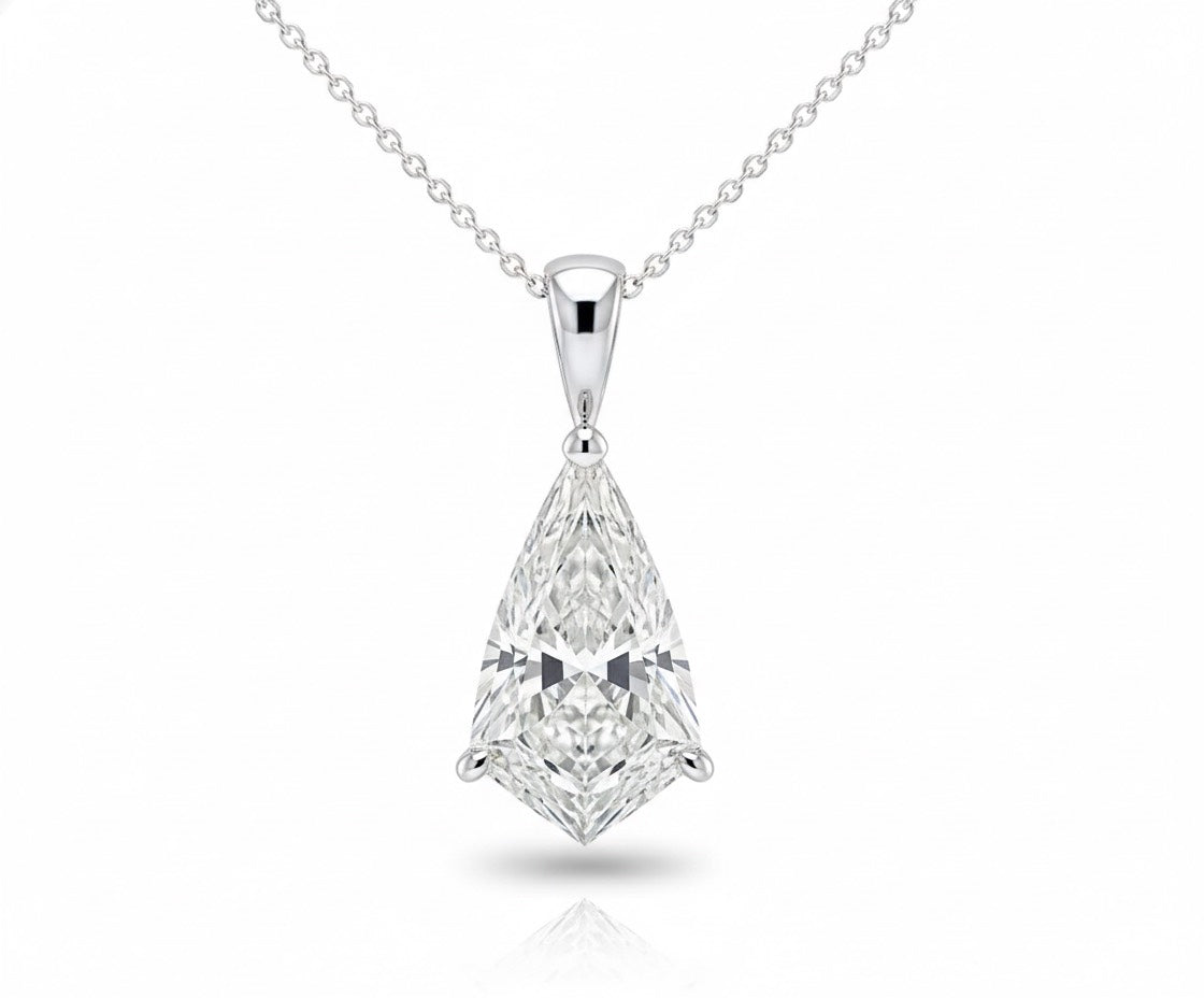 Jacob Mercari 14K White Gold Kite Lab-Grown Diamond Solitaire Necklace