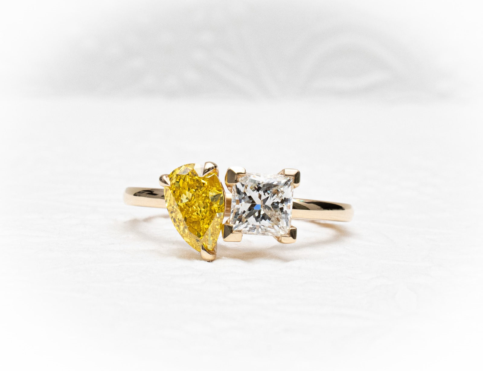Jacob Mercari 14K Yellow Gold Dual Stone Yellow Sapphire and Diamond Engagement Ring 