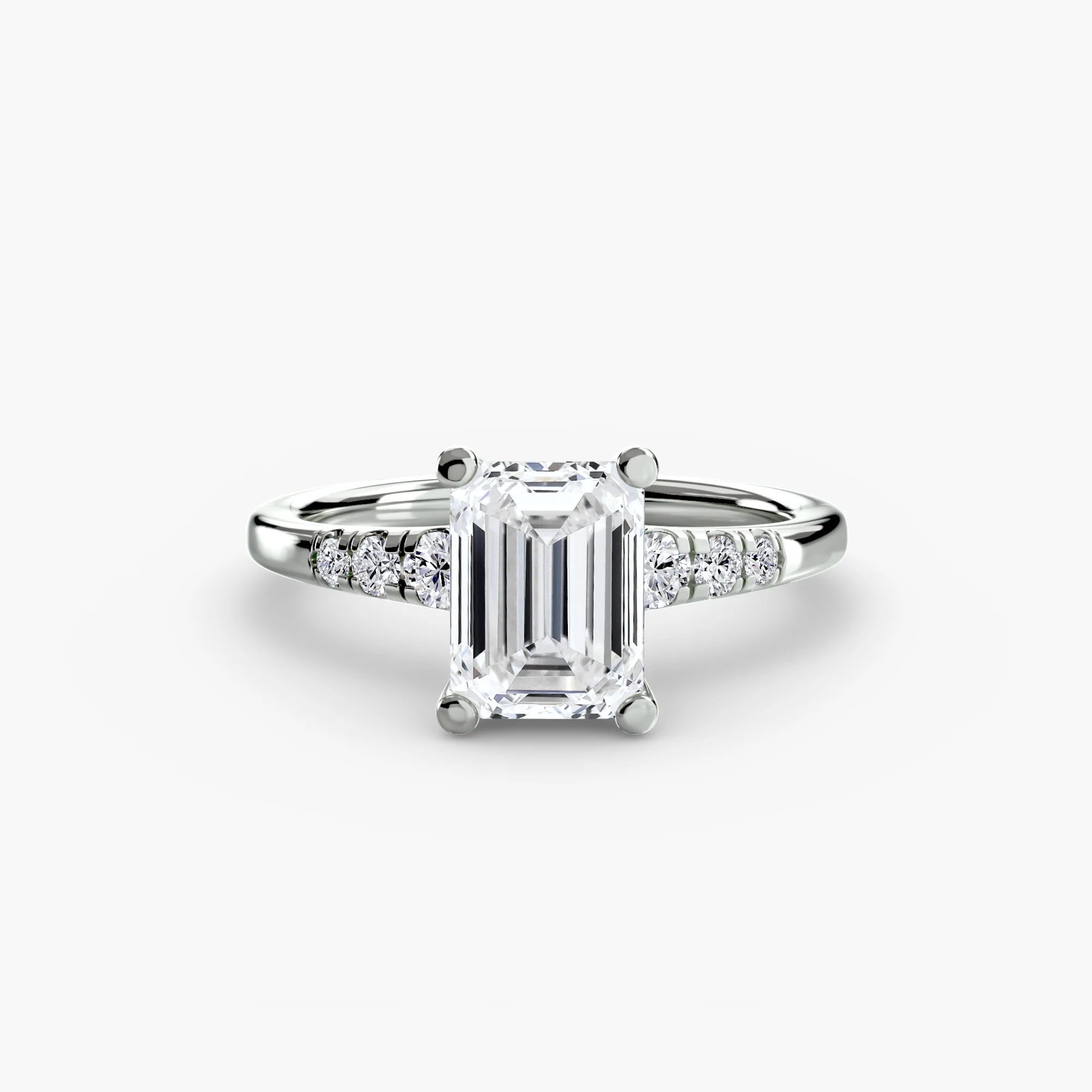 Jacob Mercari 14K white Gold Emerald Cut Diamond Light woven Shoulders Lab-Grown Diamond Engagement Ring