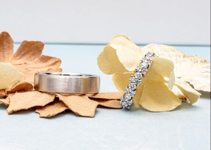 Jacob Mercari Custom 14K White Diamond Wedding Bands
