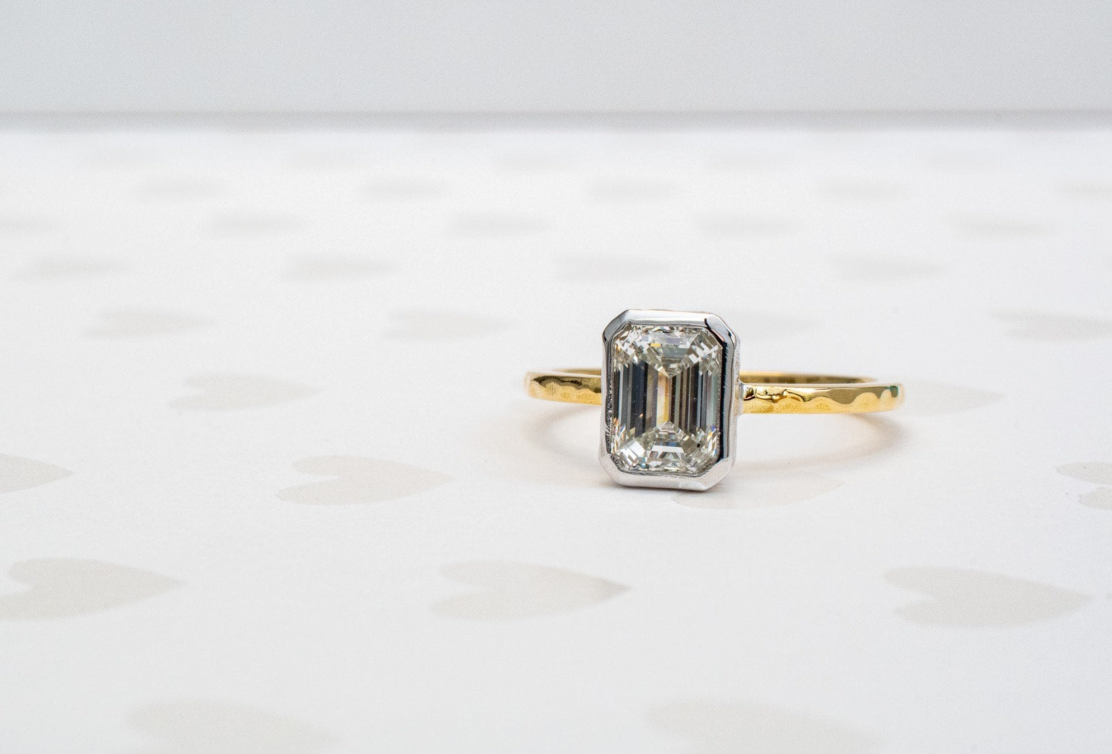 Jacob Mercari Custom 14K Yellow and White Gold Emerald Cut Lab-Grown Diamond Engagement Ring