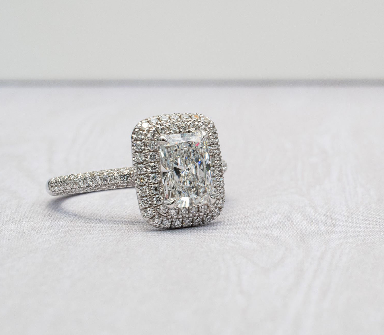 Jacob Mercari 14K White Gold Double Halo Custom Diamond Engagement Ring