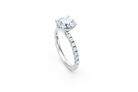 Jacob Mercari 14K White Gold Lab-Grown Diamond Engagement Ring: Round Cut diamond pavé band
