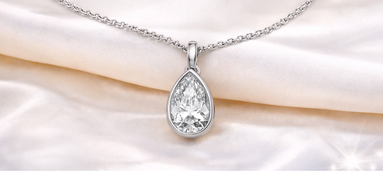 Jacob Mercari 14K White Gold 1 ct lab-grown diamond necklace