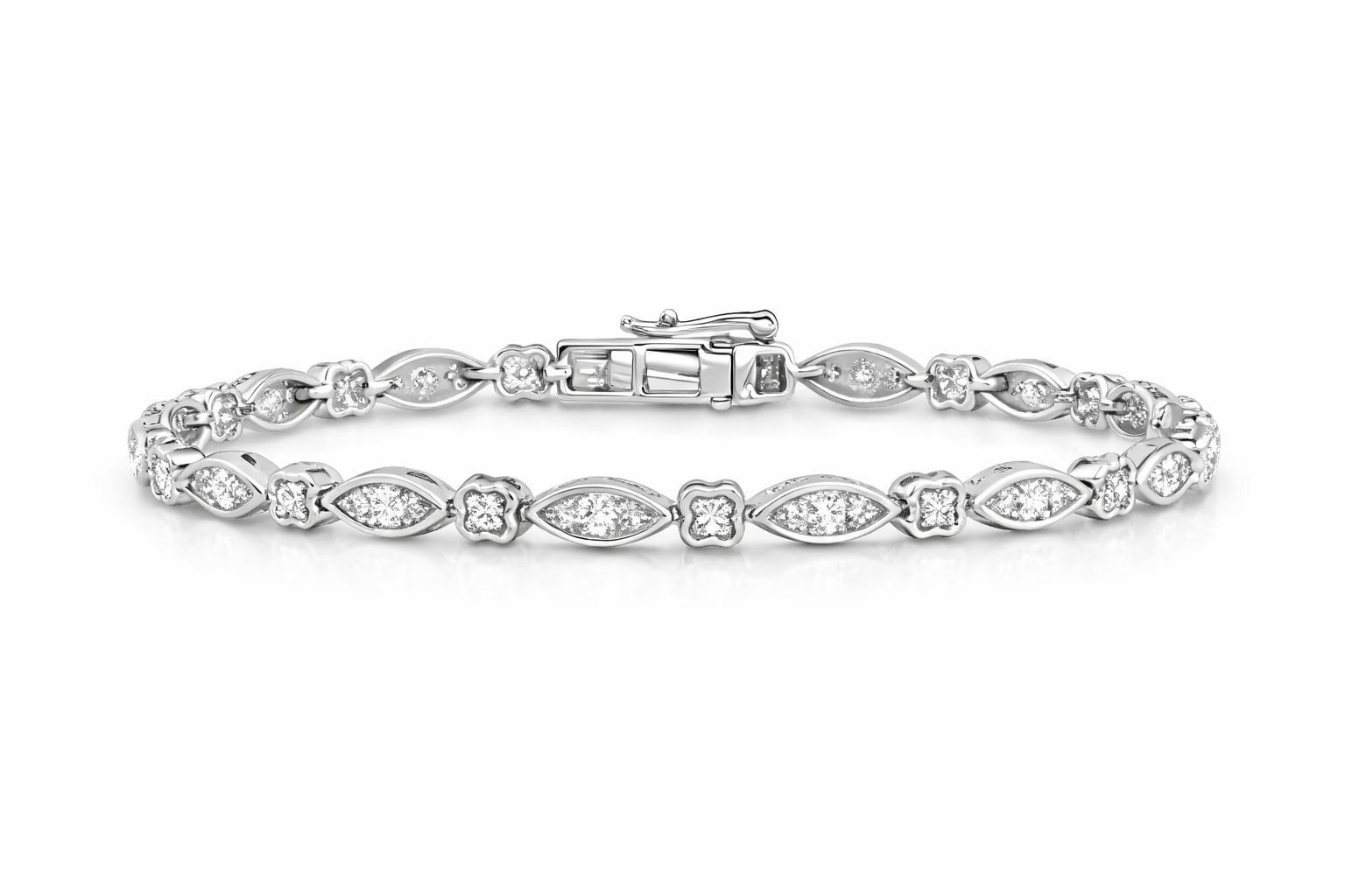 Jacob Mercari 14K White Gold Lab-Grown Diamond Tennis Bracelet – Vintage-Inspired Design