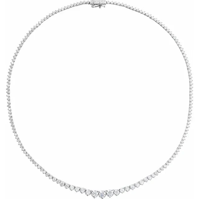 Jacob Mercari 14K White Gold Lab- Grown 9 1/2 ctw Diamond Bezel Accented Tennis Necklace