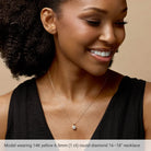 Model wearing a 14K  Gold Natural Diamond Bezel-Set Solitaire Necklace