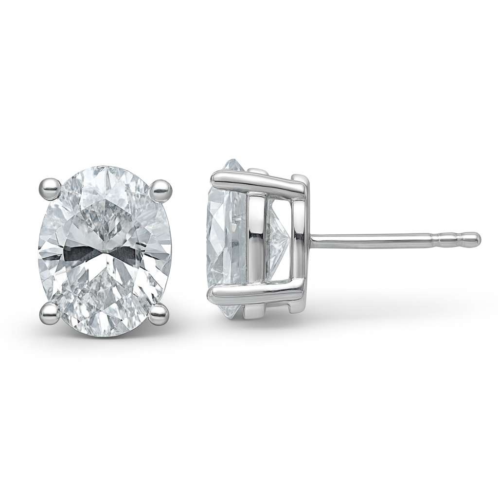 Jacob Mercari 14K White Gold Oval Cut Lab-Grown Diamond Studs
