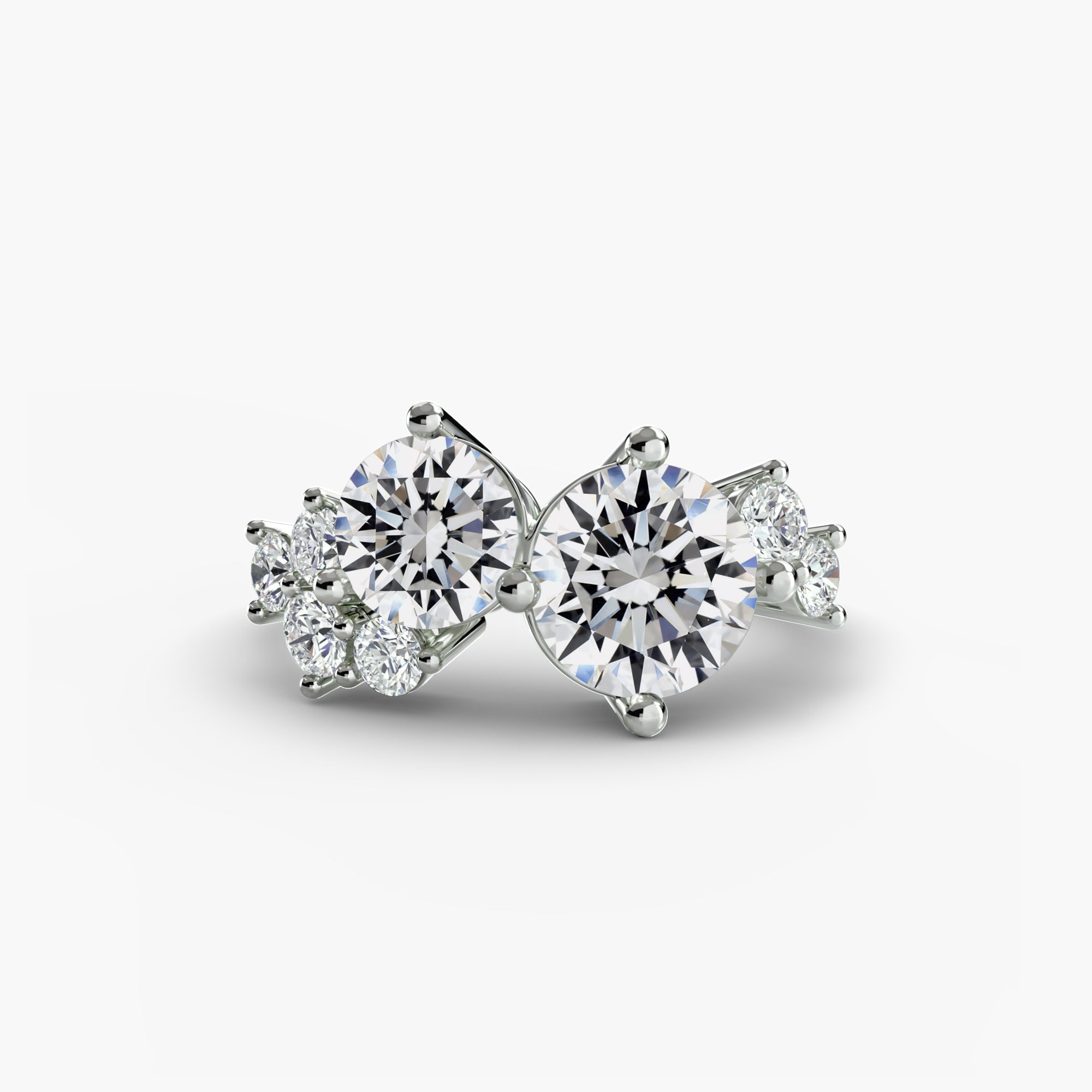 14K White Gold Toi Et Moi Engagement Ring Setting with Lab-Grown Diamond Band