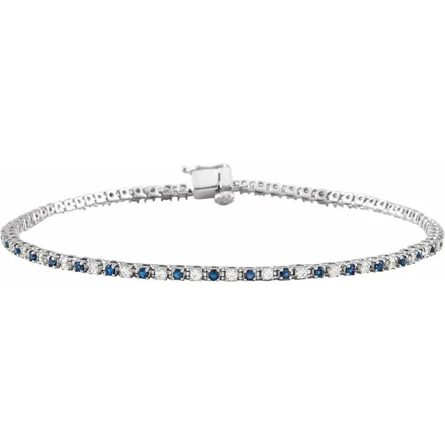 Jacob Mercari Natural Blue Sapphire and 5.8 CTW Diamond Bracelet in 14K White Gold