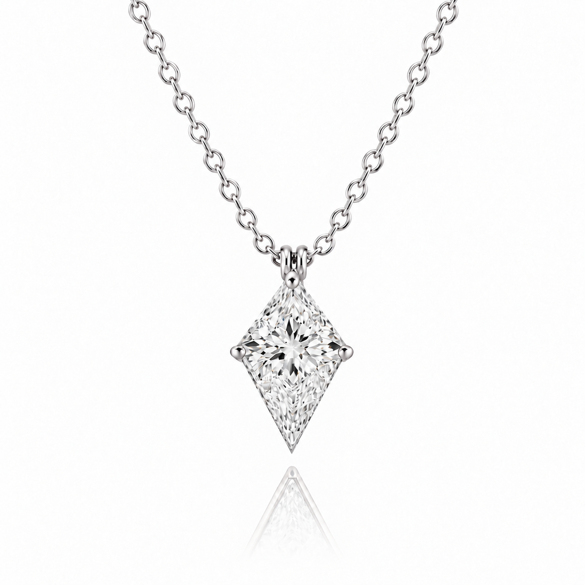 Jacob Mercari 14K White Gold Kite cut diamond pendant necklace 