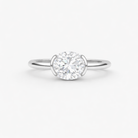 Jacob Mercari 14K White Gold Oval Cut Purelight Half Bezel Diamond Engagement Ring