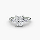 14K white gold baguette trilogy lab-grown diamond engagement ring setting