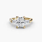 14K yellow gold baguette trilogy lab-grown diamond engagement ring setting