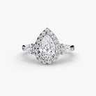 Platinum Eternal Halo Trilogy Engagement Ring Setting with Lab-Grown Diamond Band
