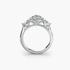 14K White Gold Eternal Halo Trilogy Engagement Ring Setting with Lab-Grown Diamond Band Side View