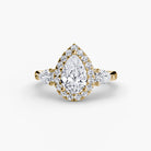 14K Yellow Gold Eternal Halo Trilogy Engagement Ring Setting with Lab-Grown Diamond Band