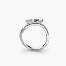 14K white gold Oceanline Wave engagement ring setting with wave band side view
