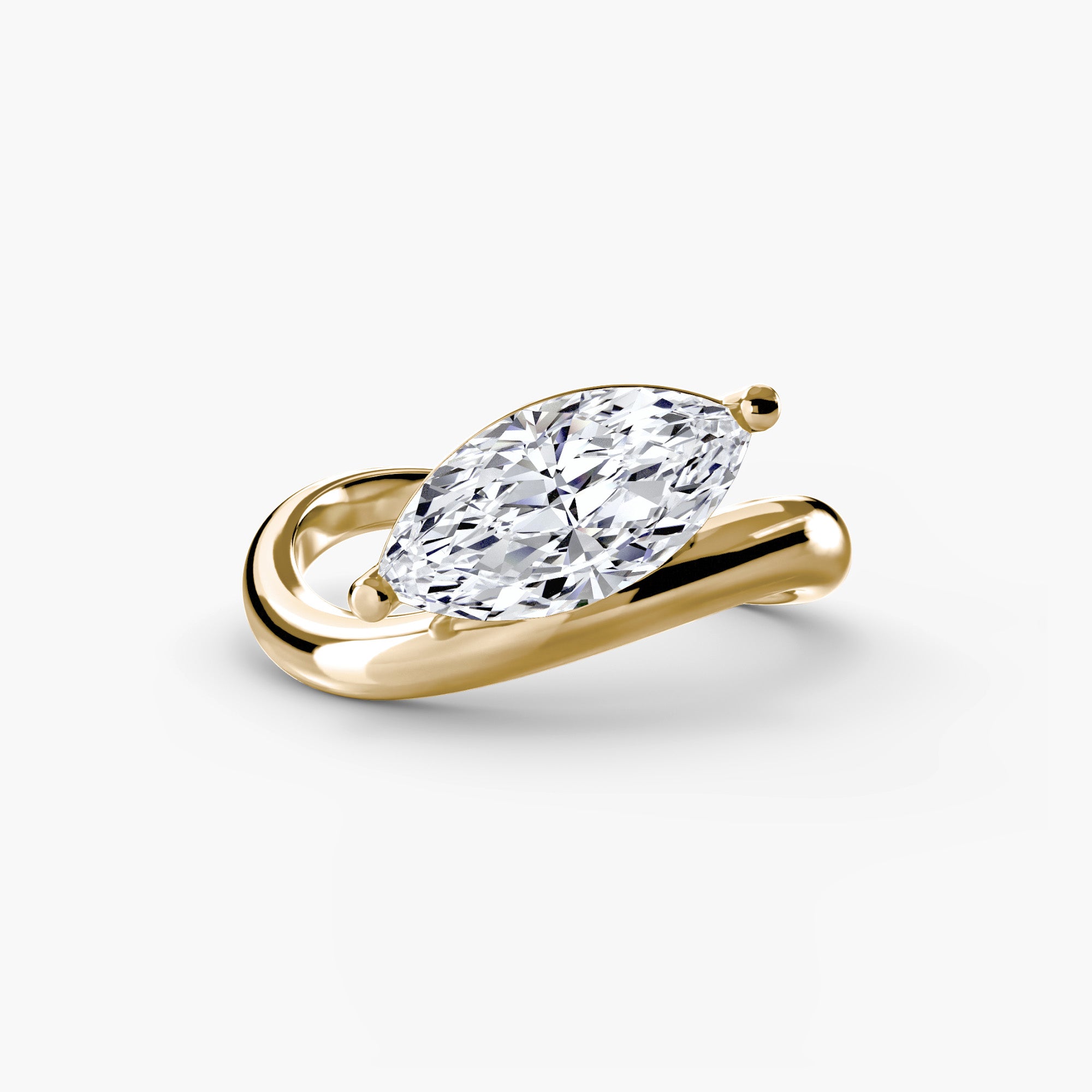 14K yellow gold Oceanline Wave engagement ring setting with wave band