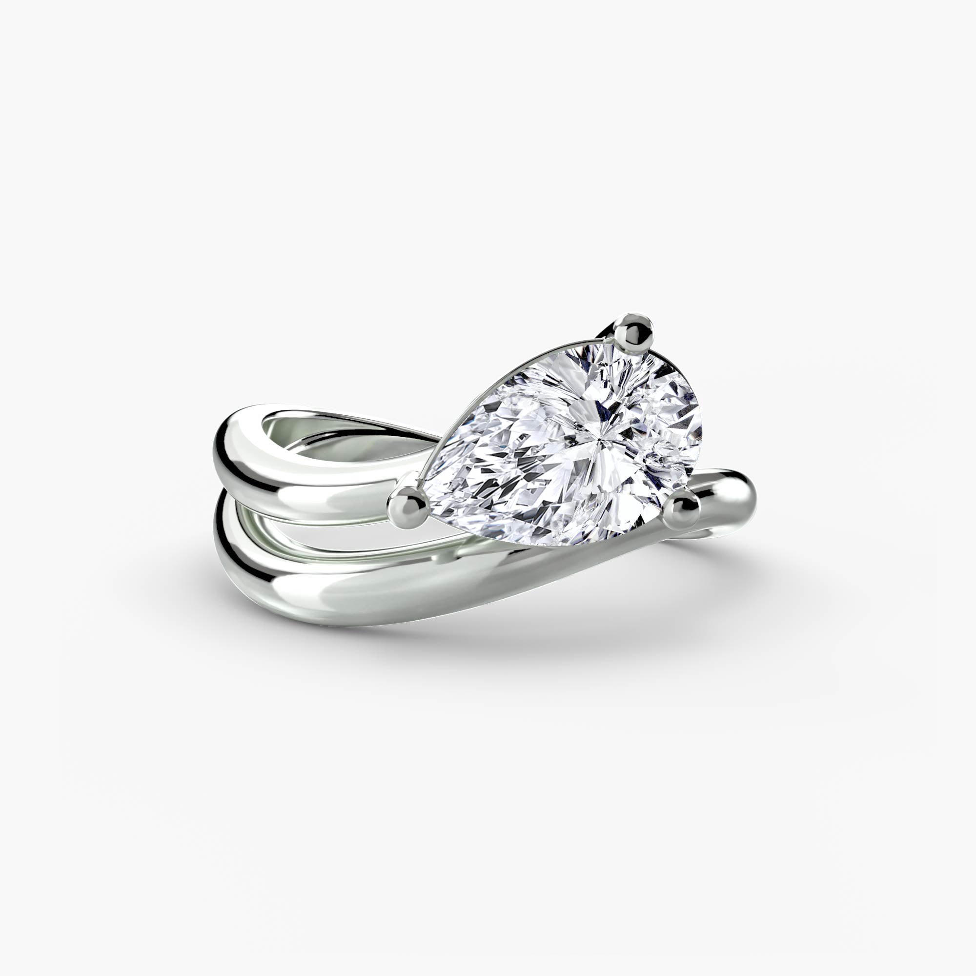 14K White Gold Tide Crest Engagement Ring Setting