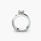 14K white gold wide crest solitaire engagement ring setting side view.