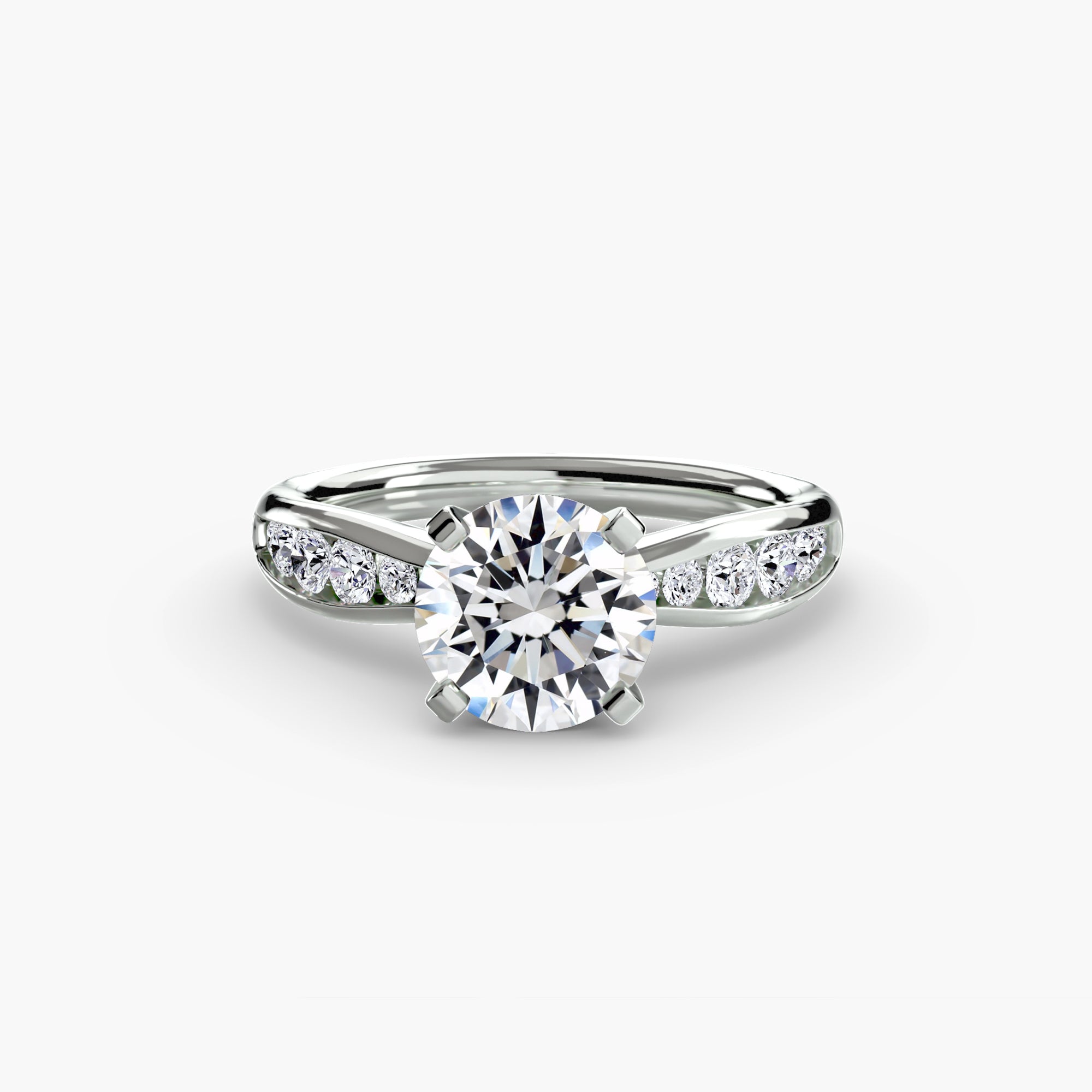 14K White Gold Ember Pavé Solitaire Engagement Ring Setting with Lab-Grown Diamond Band