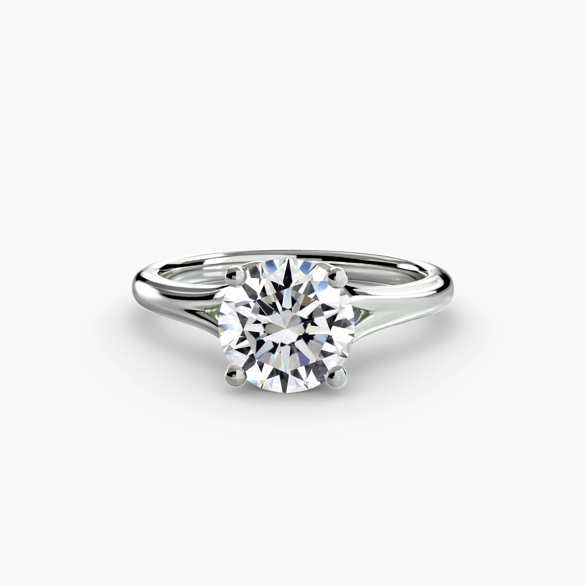 14K White Gold Cathedral Solitaire Engagement Ring Setting