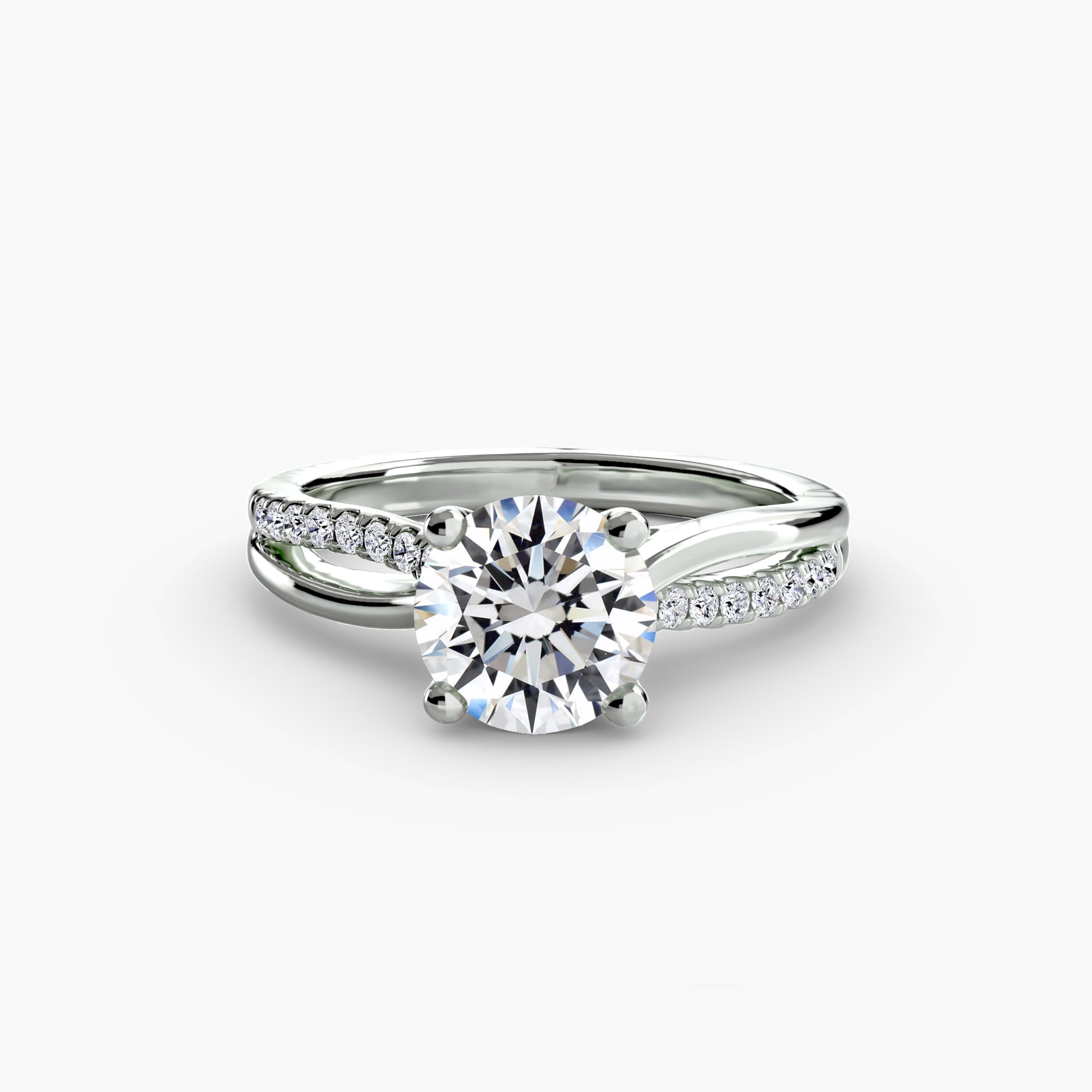 14K White Gold Sienna Split Shank Engagement Ring Setting with Lab-Grown Diamond Band