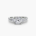 Platinum Pavé Crest Five Engagement Ring Setting with Lab-Grown Diamond Band