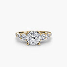 14K Yellow Gold Pavé Crest Five Engagement Ring Setting with Lab-Grown Diamond Band