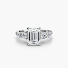 Platinum Pavé Crest Five Engagement Ring Setting with Lab-Grown Diamond Band