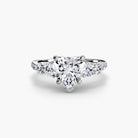 Platinum Pavé Crest Five Engagement Ring Setting with Lab-Grown Diamond Band