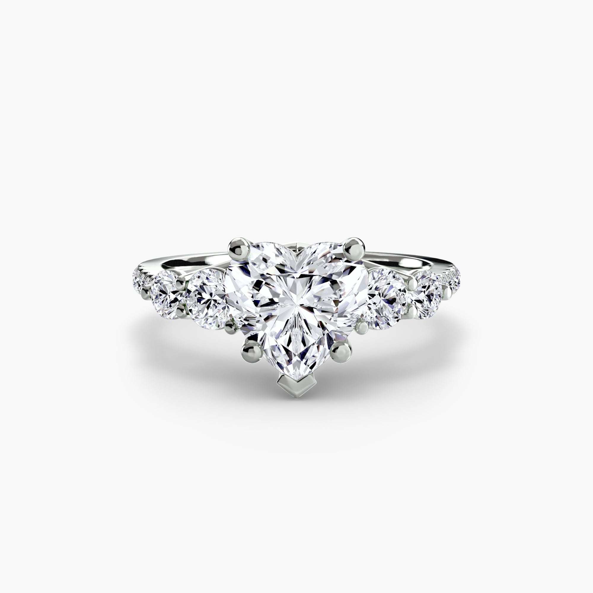 Platinum Pavé Crest Five Engagement Ring Setting with Lab-Grown Diamond Band