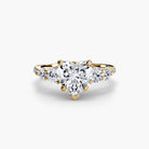 18K Yellow Gold Pavé Crest Five Engagement Ring Setting with Lab-Grown Diamond Band