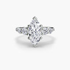 14K White Gold Pavé Crest Five Engagement Ring Setting with Lab-Grown Diamond Band