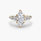 18K Yellow Gold Pavé Crest Five Engagement Ring Setting with Lab-Grown Diamond Band