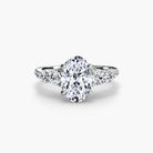 Platinum Pavé Crest Five Engagement Ring Setting with Lab-Grown Diamond Band