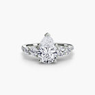 14K White Gold Pavé Crest Five Engagement Ring Setting with Lab-Grown Diamond Band