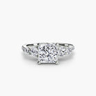 Platinum Pavé Crest Five Engagement Ring Setting with Lab-Grown Diamond Band