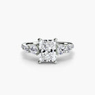 18K White Gold Pavé Crest Five Engagement Ring Setting with Lab-Grown Diamond Band