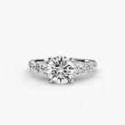 18K White Gold Pavé Crest Five Engagement Ring Setting with Lab-Grown Diamond Band