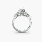 14K White Gold Pavé Crest Five Engagement Ring Setting with Lab-Grown Diamond Band Side View
