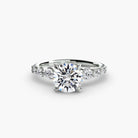 18K White Gold Cascade Brilliance Engagement Ring Setting with Lab-Grown Diamond Band
