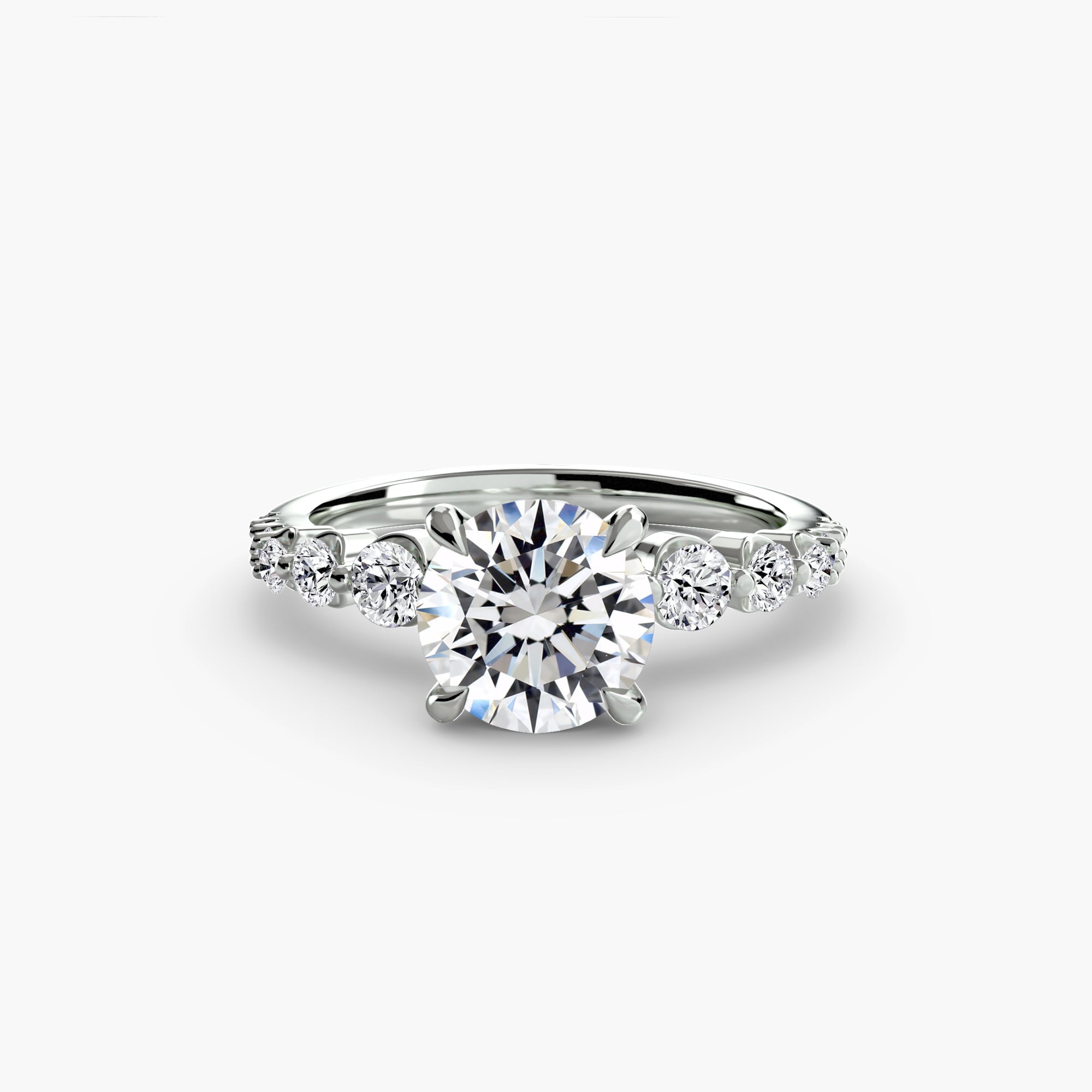 18K White Gold Cascade Brilliance Engagement Ring Setting with Lab-Grown Diamond Band