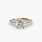 18K Yellow Gold Cascade Brilliance Engagement Ring Setting with Lab-Grown Diamond Band 