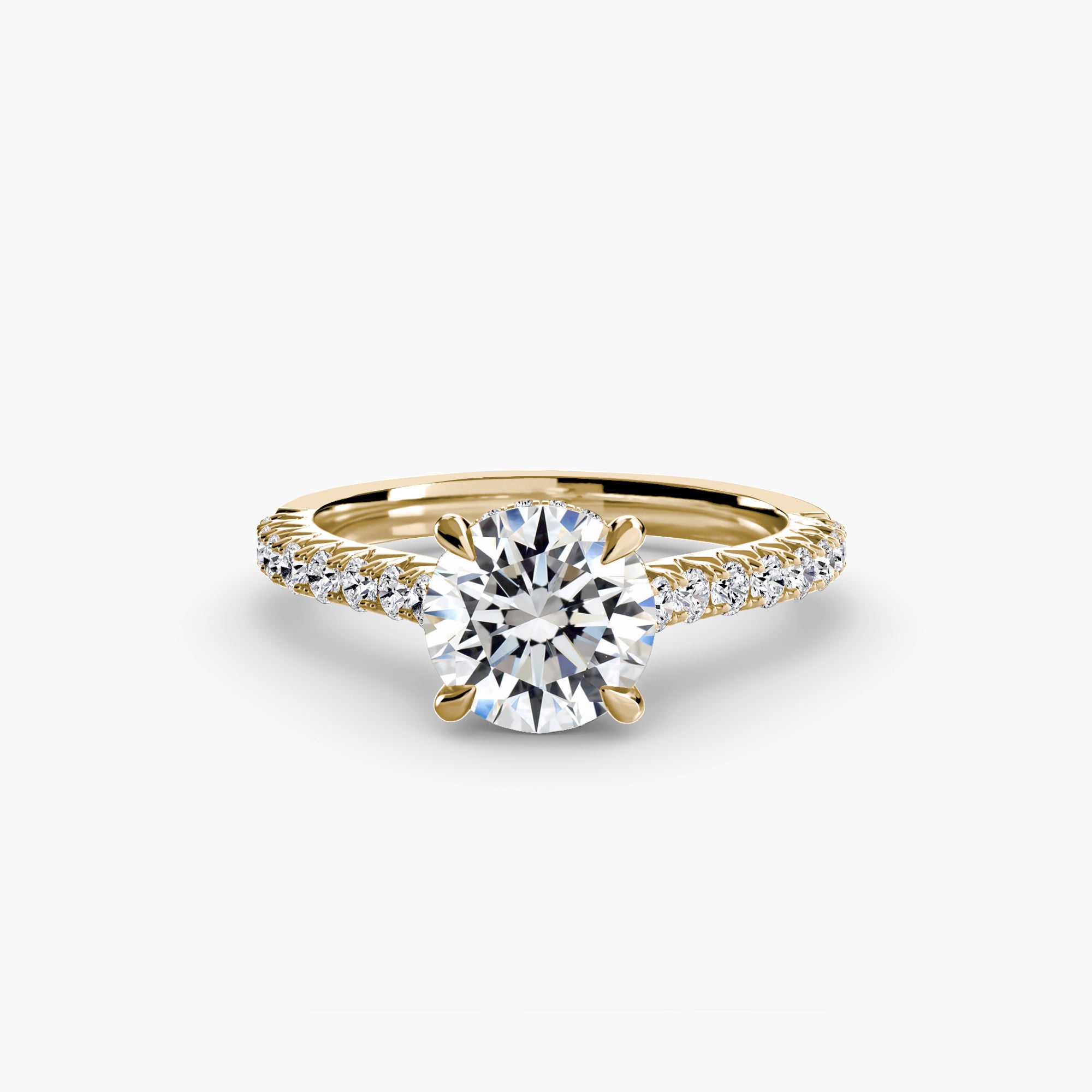 18K Yellow Gold Celestia Hidden Halo Pavé Engagement Ring Setting with Lab-Grown Diamond Band Setting