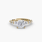 18K yellow gold Ascending Glow Engagement Ring Setting with lab-grown diamond band.