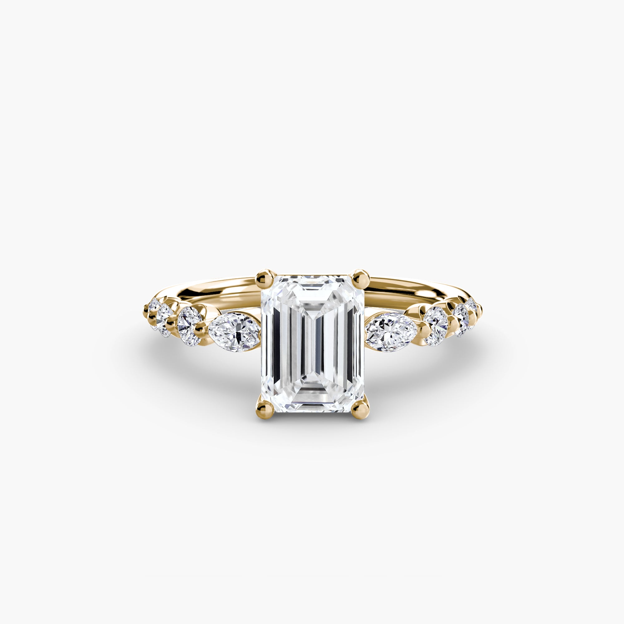 18K yellow gold Ascending Glow Engagement Ring Setting with lab-grown diamond band.