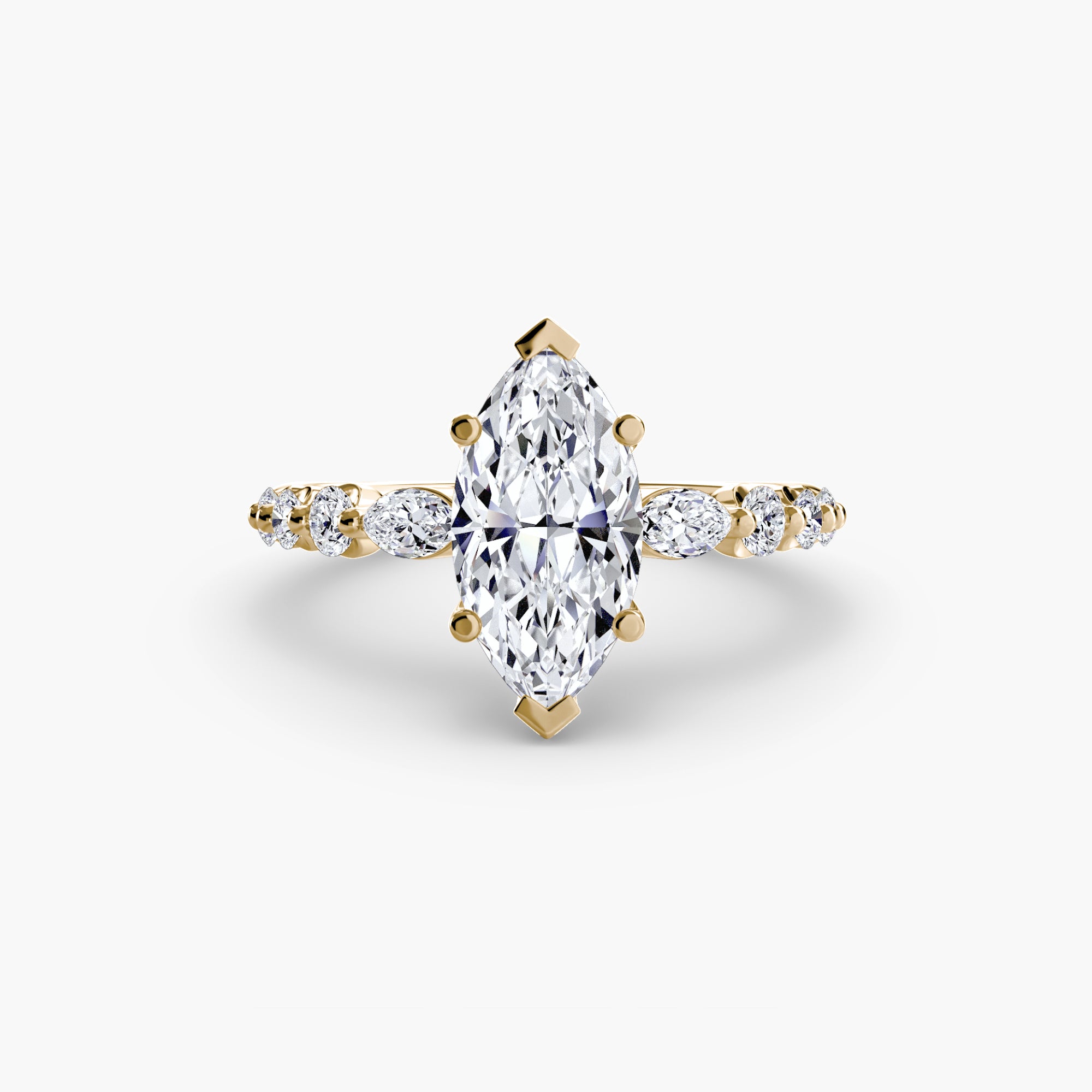 14K yellow gold Ascending Glow Engagement Ring Setting with lab-grown diamond band.